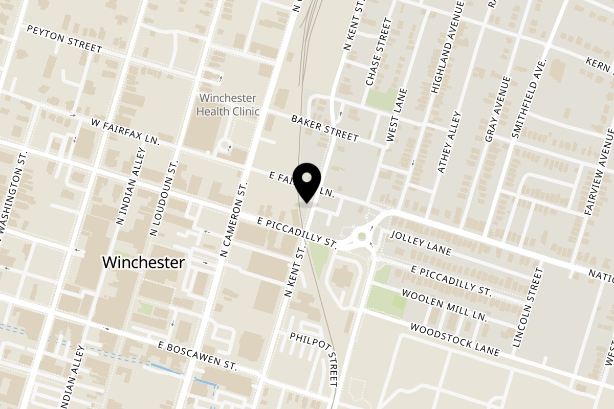 Map showing the location of Chop Stick Cafe on 207 N Kent St in Winchester